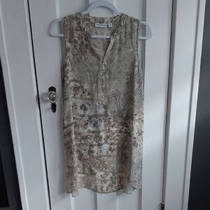Susan Graver Taupe Paisley Sleeveless Blouse